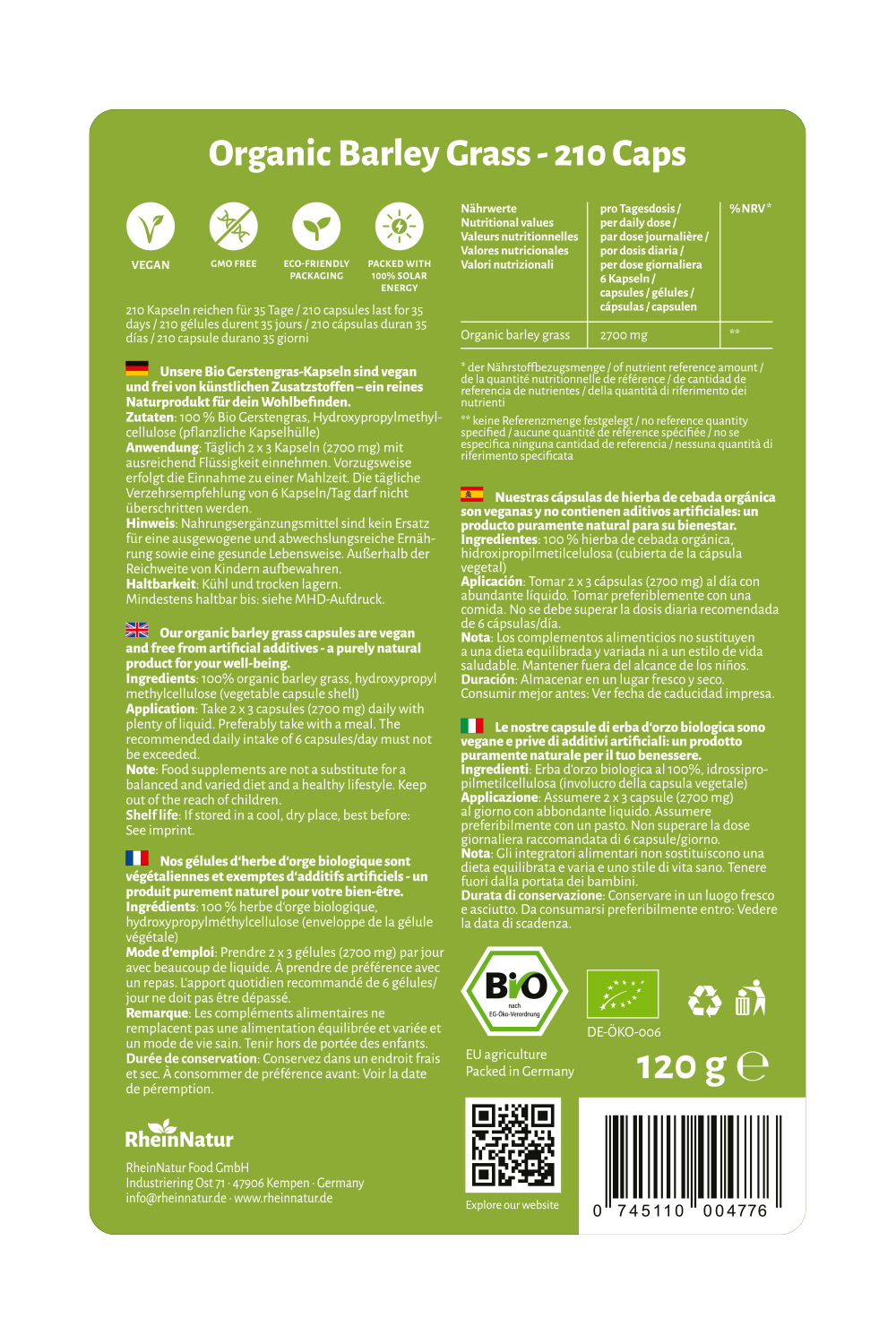 Organic Barley Grass Caps